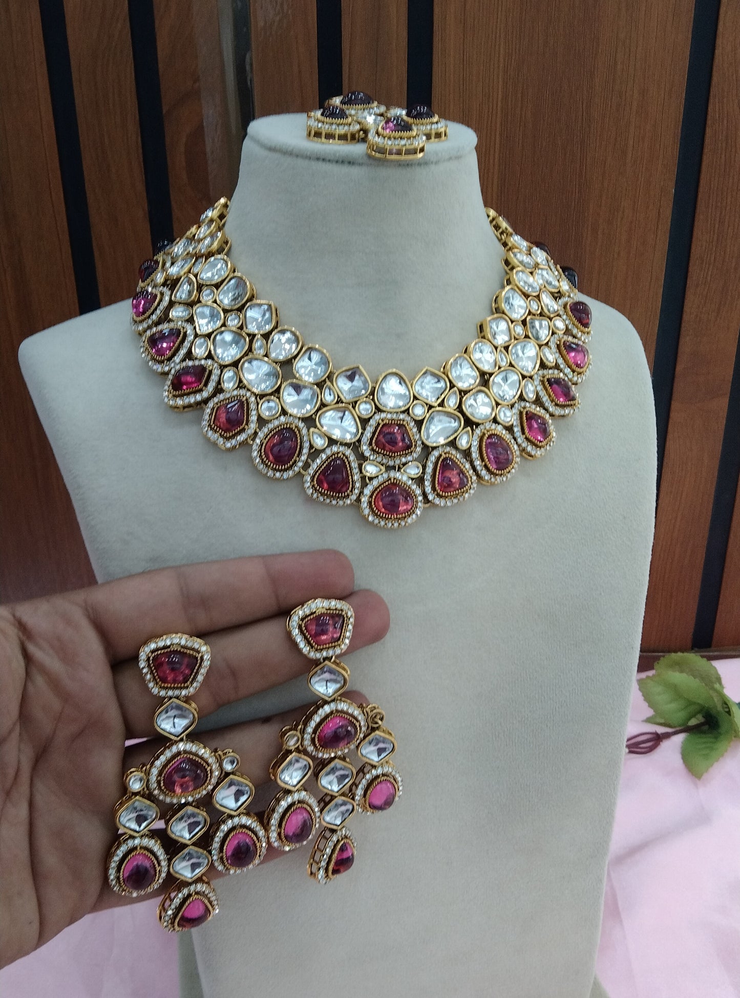 Purple Kundan Necklace Jewellery Evan Set