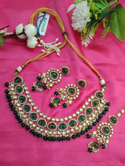 Rama Green Kundan Necklace Jewellery ekadath Set