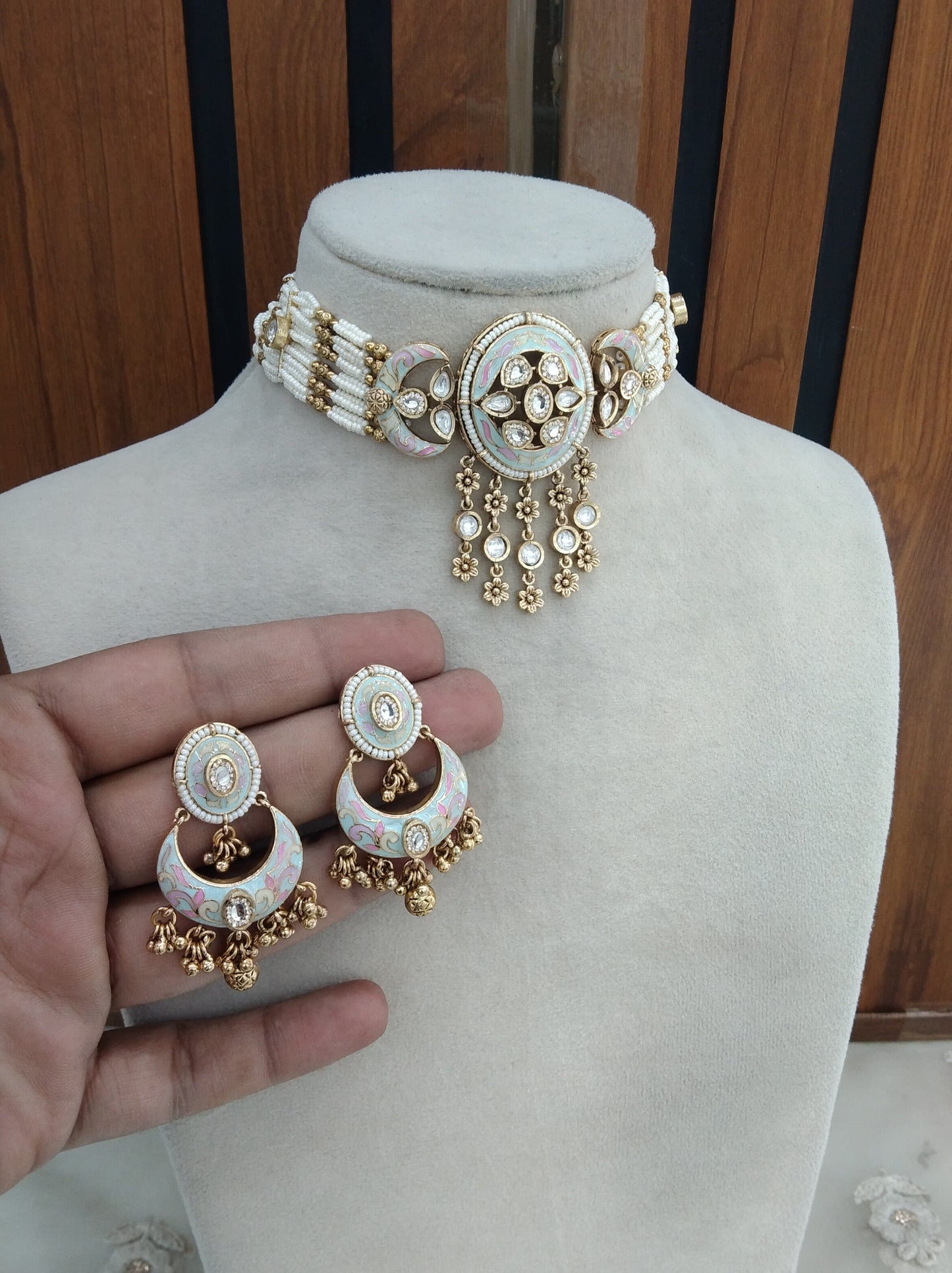 Polki Kundan Choker Jewellery Jashan Set