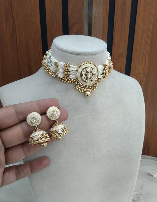 Polki Kundan Choker Jewellery Jashan Set