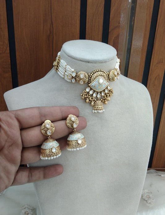 Polki Kundan Choker Jewellery Jashan Set