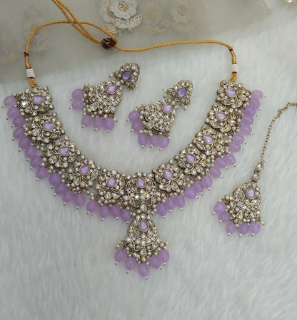 Laveder Necklace Jewellery Ijay Set