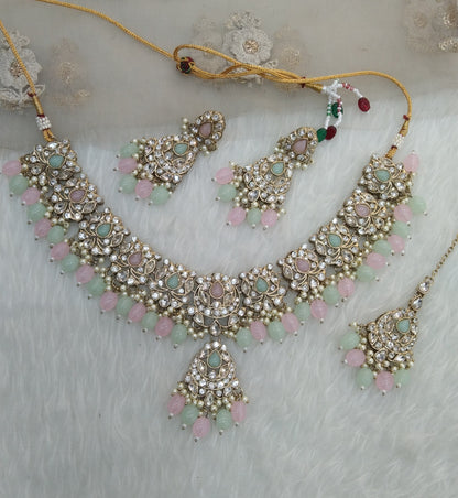 Mint Pink Necklace Jewellery Ijay Set