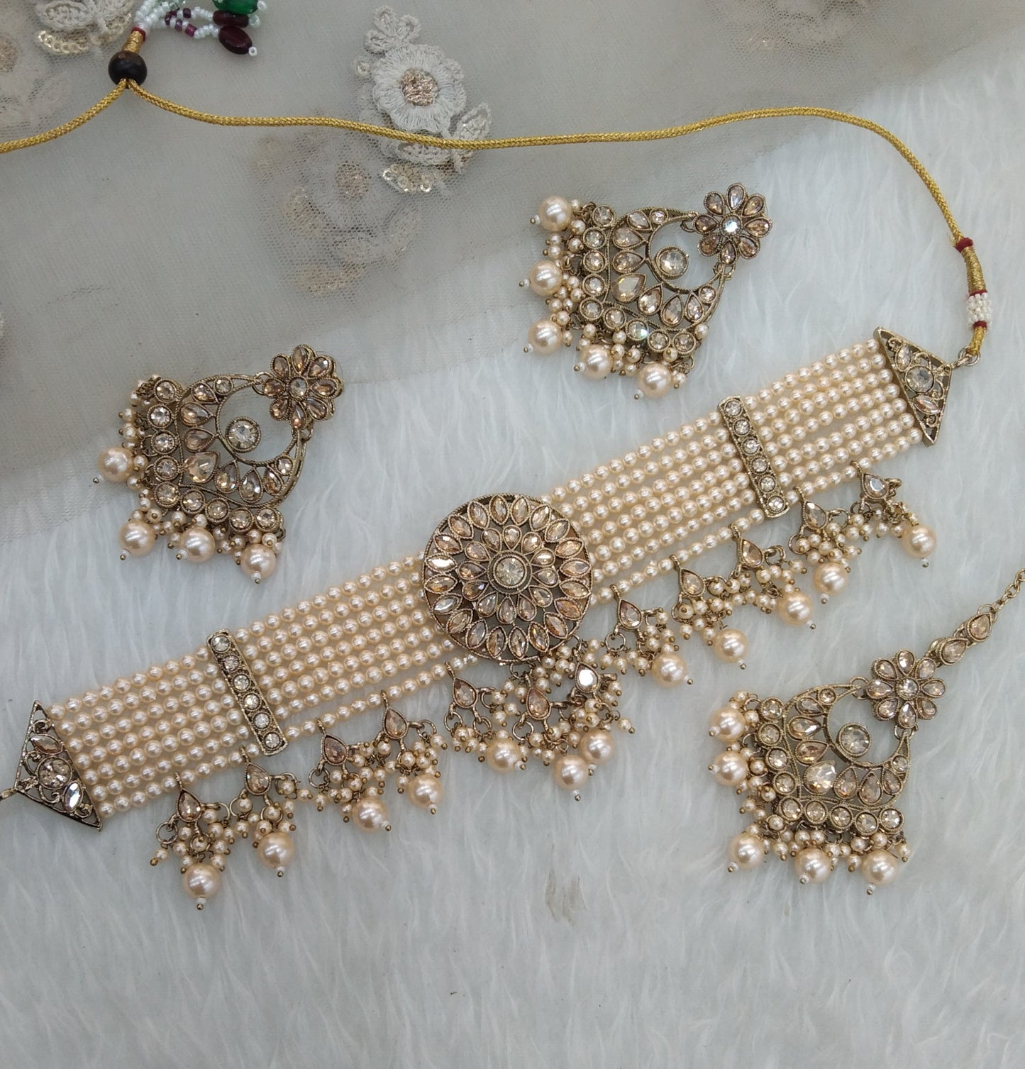 Antique Golden Necklace Jewellery Jagmay Set