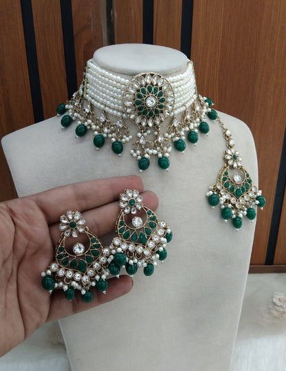 Green Necklace Jewellery Jagmay Set