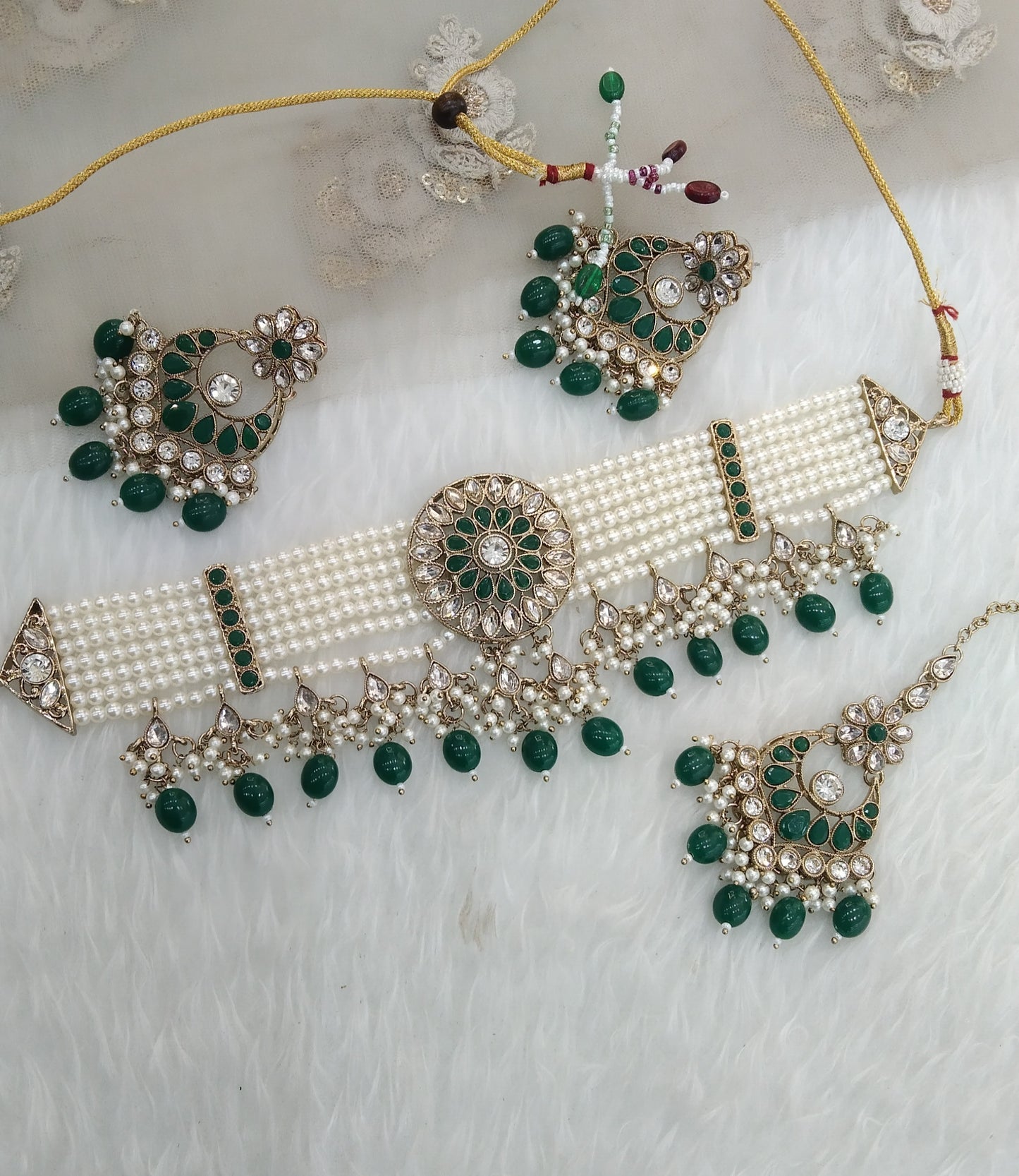 Green Necklace Jewellery Jagmay Set