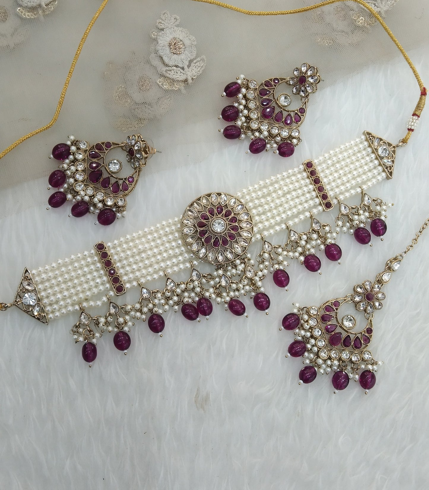 Purple Necklace Jewellery Jagmay Set