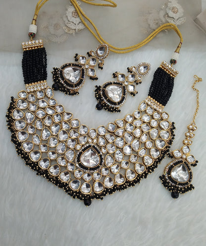 Black Bridal Necklace Jewellery Aadit Set