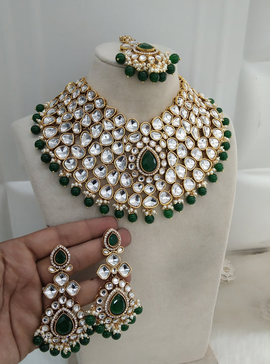 Green Bridal Necklace Jewellery Kadir Set