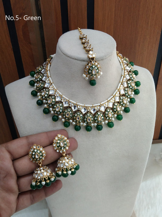 Green Kundan necklace Set/ Gold kundan Indian jewelry kundan Tanvi sets