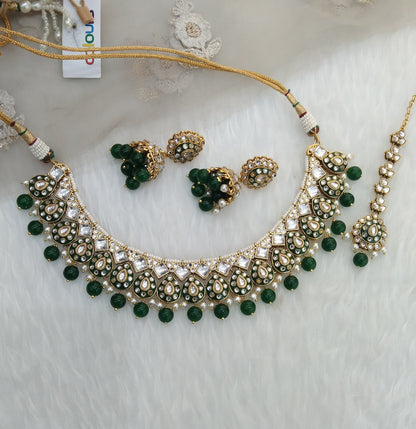 Green Kundan necklace Set/ Gold kundan Indian jewelry kundan Tanvi sets