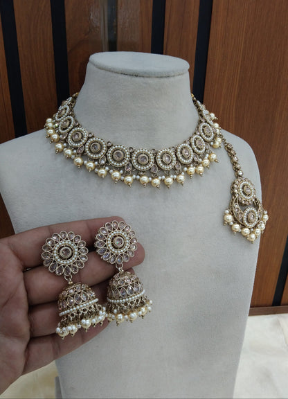 Antique necklace Indian Mina jewellery set