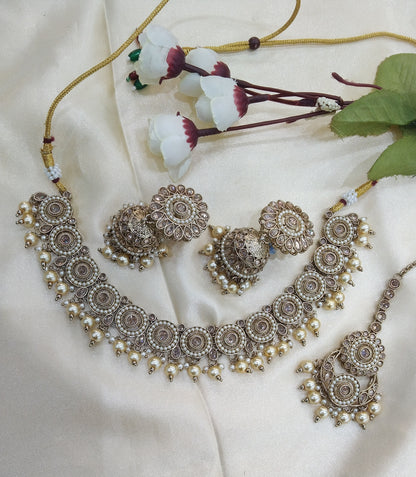 Antique necklace Indian Mina jewellery set