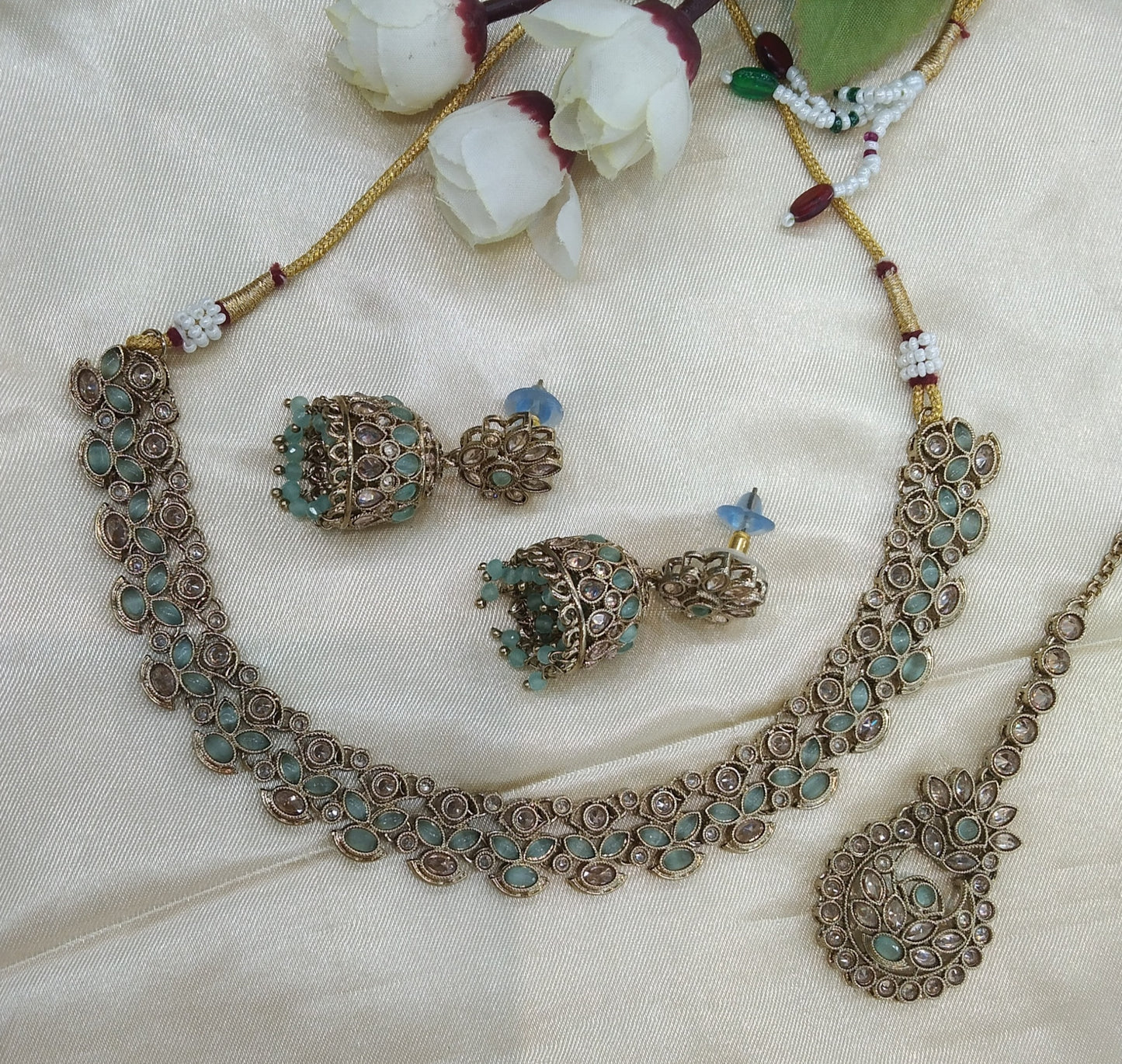 Mint Necklace Indian Manisha Jewellery Set