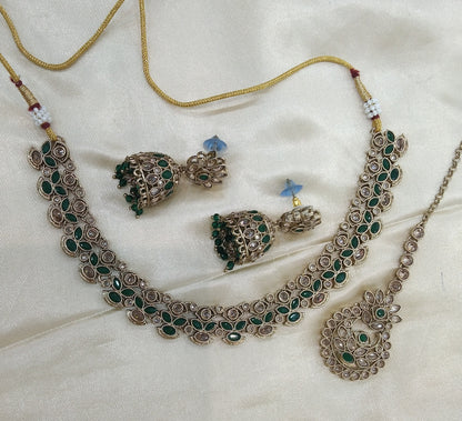 Green Necklace Indian Manisha Jewellery Set