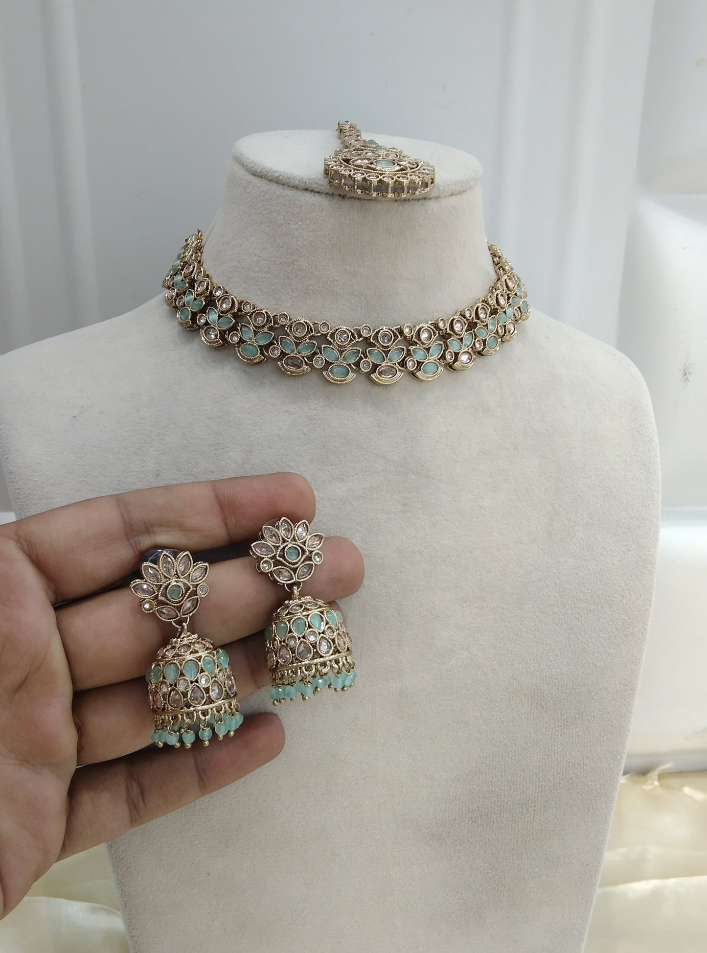 Mint Necklace Indian Manisha Jewellery Set