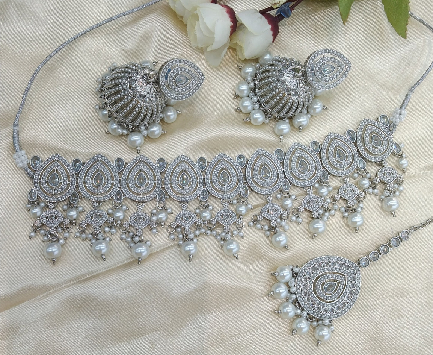 Silver Choker Indian Zedd jewellery Set