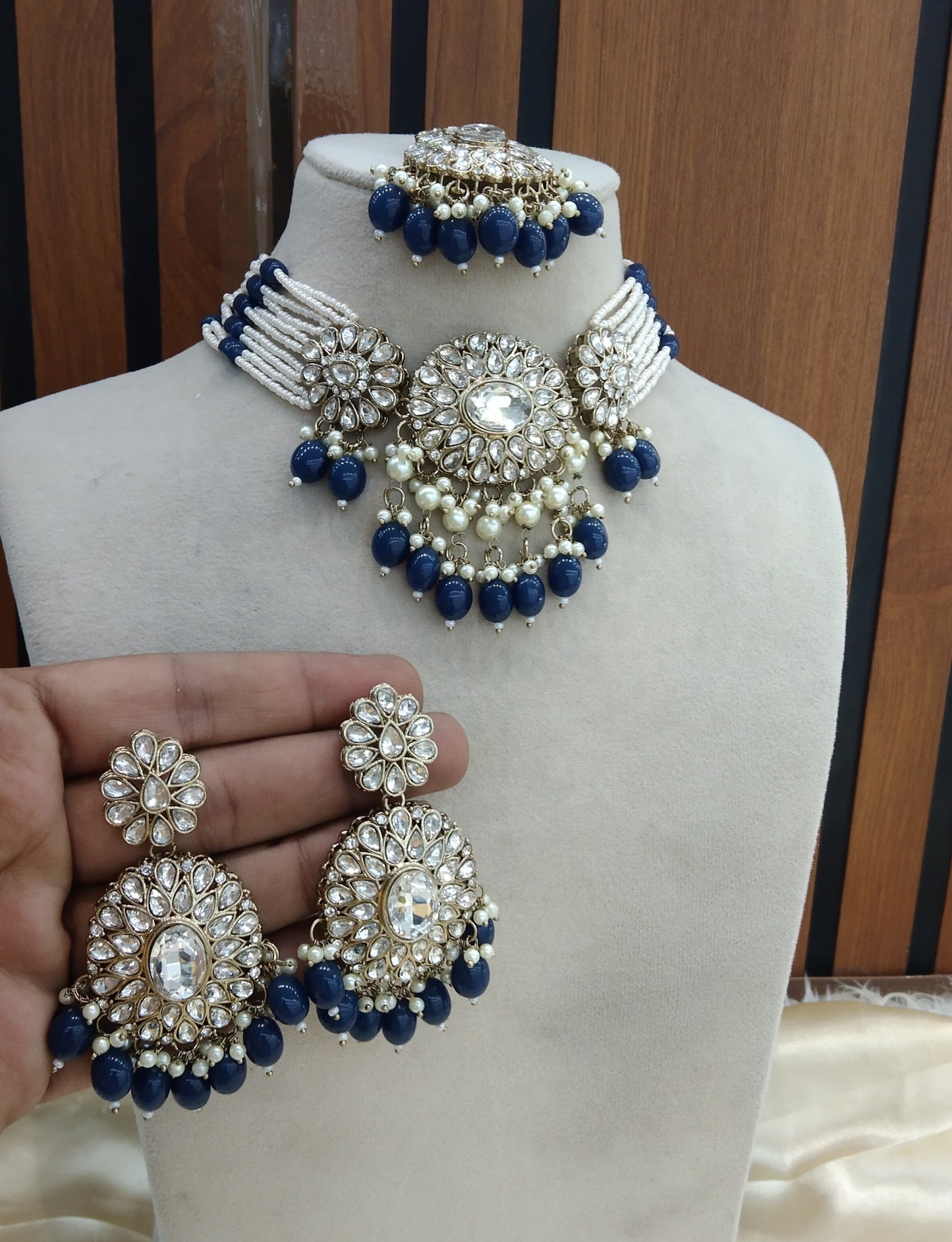 Blue Choker Indian Keyvan jewellery