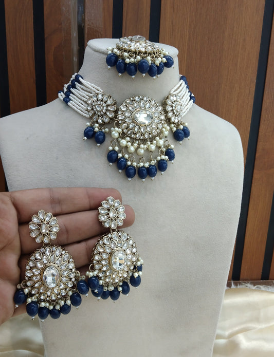 Blue Choker Indian Keyvan jewellery