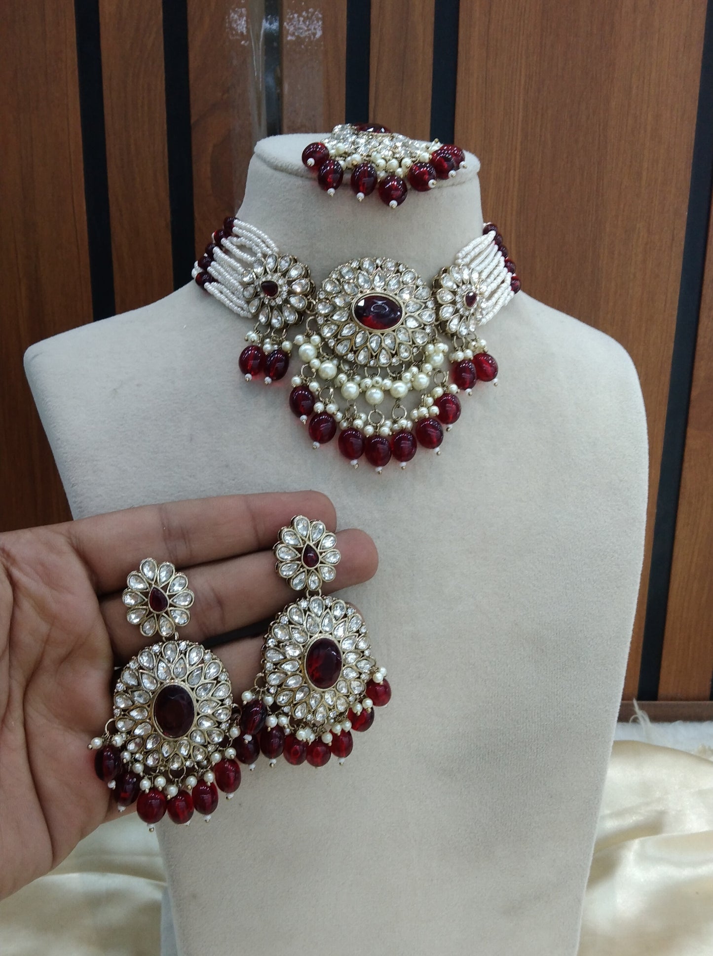 Maroon Choker Indian Keyvan jewellery