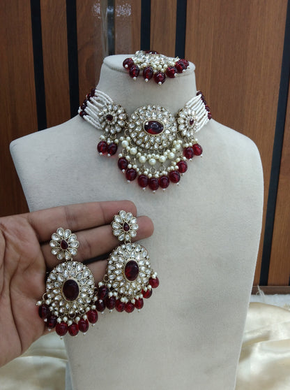 Maroon Choker Indian Keyvan jewellery