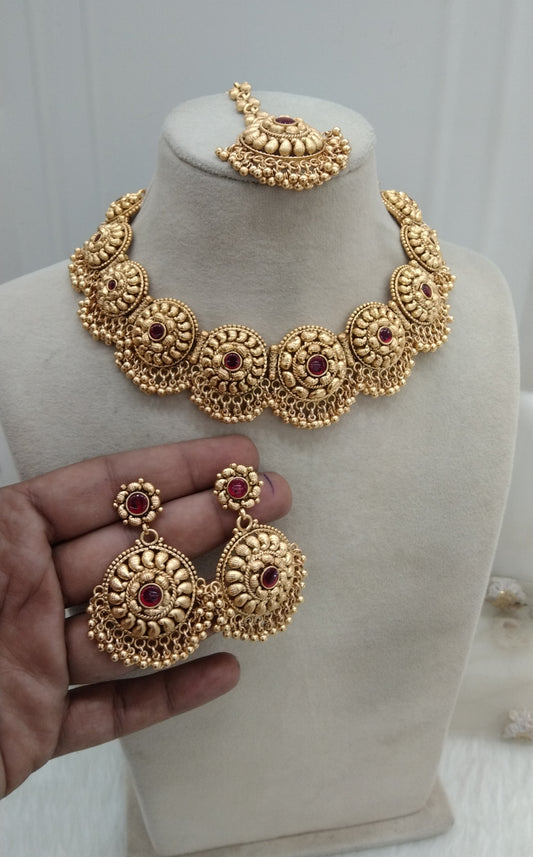 Ruby Gold polki necklace set Indian Irya Jewellery