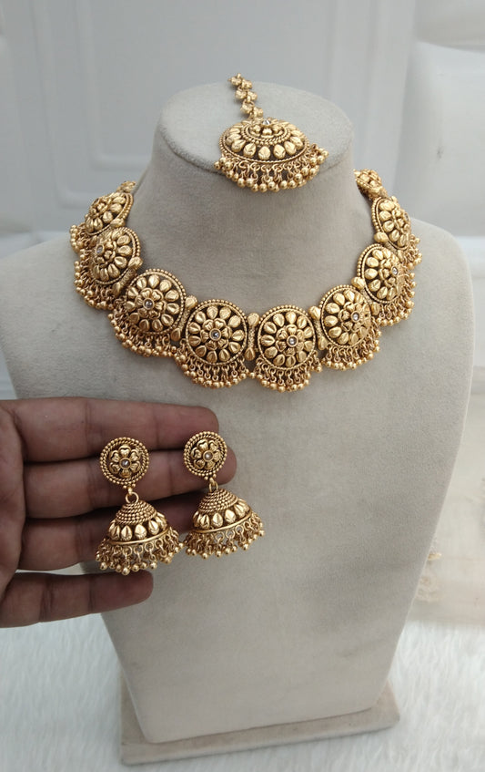 Gold polki necklace set Indian Irya Jewellery