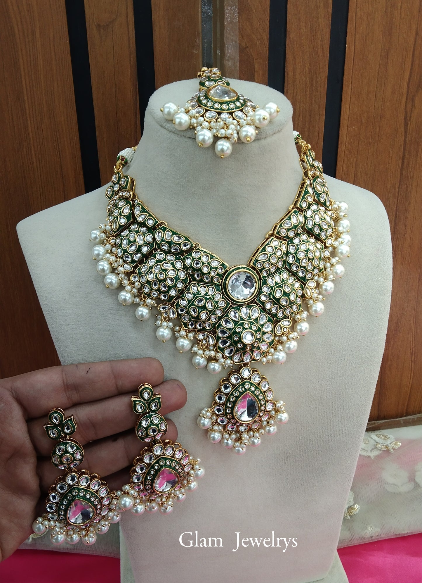 White Kundan Necklace Indian jewelry Like set