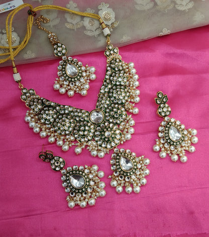 White Kundan Necklace Indian jewelry Like set