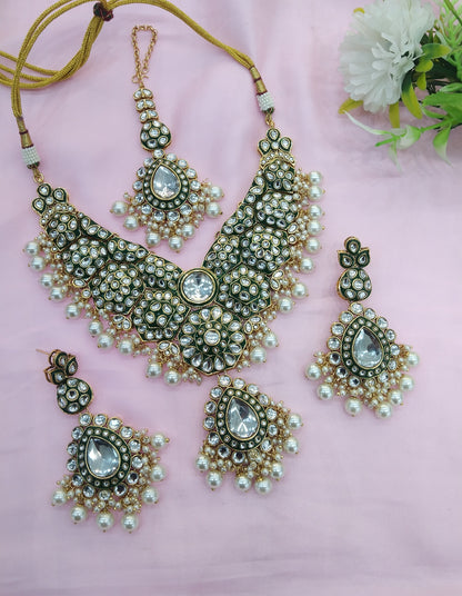 White Kundan Necklace Indian jewelry Like set