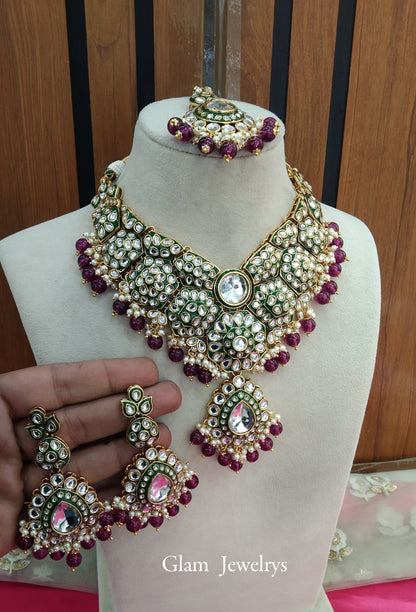 Purple Kundan Necklace Indian jewelry Like set