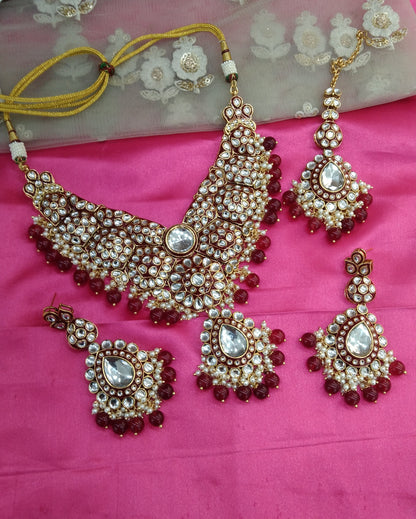 Ruby Kundan Necklace Indian Jewelry Like Set