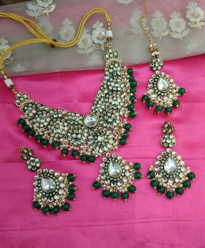 Green Kundan Necklace Indian Jewelry Like Set