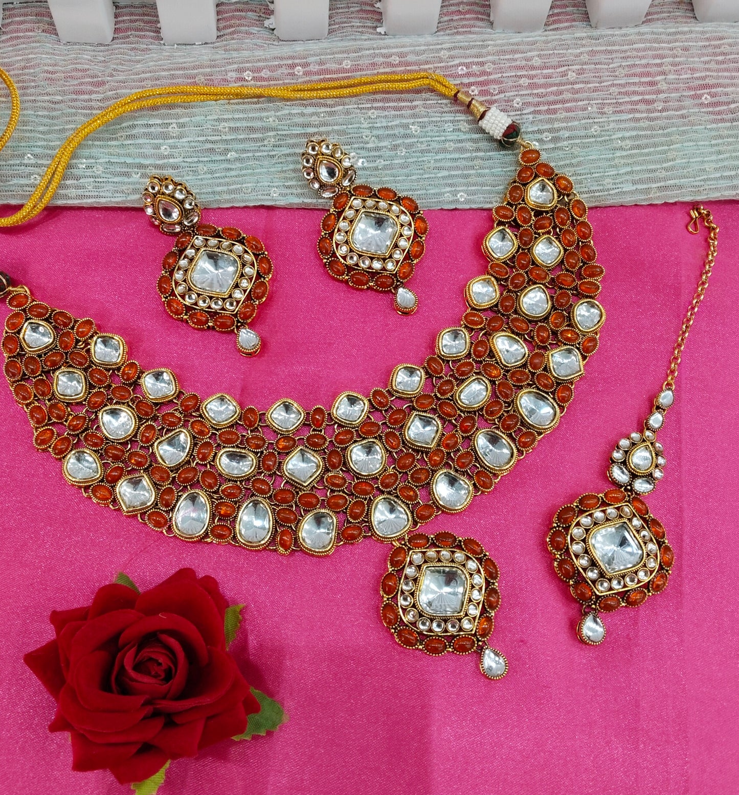 Gajjri Kundan Necklace Indian Jewelry Life Set