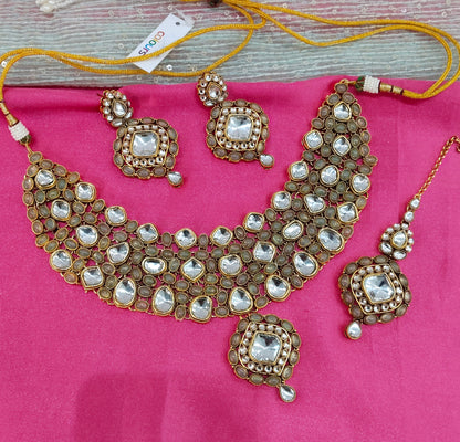 Pastel Green Kundan Necklace Indian Jewelry Life Set