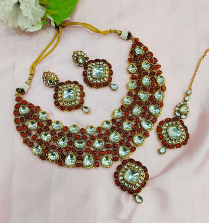 Majenta Kundan Necklace Indian Jewelry Life Set