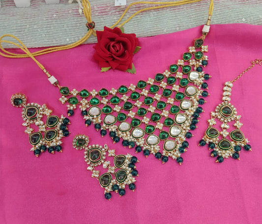 Rama Green Kundan Necklace Indian Jewelry Land Set