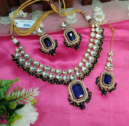 Blue Kundan Necklace Indian Jewelry Legend Set