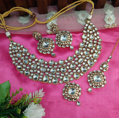 Antique Gold Kundan Necklace Indian Jewelry Life Set