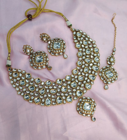 Antique Gold Kundan Necklace Indian Jewelry Life Set