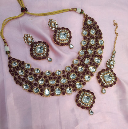 Ruby Kundan Necklace Indian Jewelry Life Set