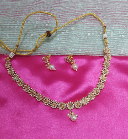 Gold Polki Necklace Indian Jewellery Delta Set