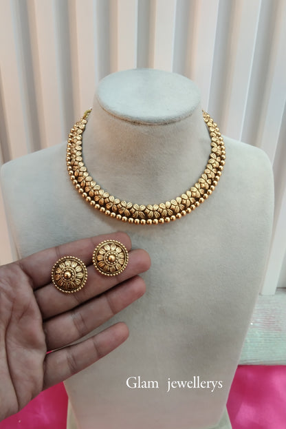 Gold Polki Necklace Indian Jewellery Delta Set