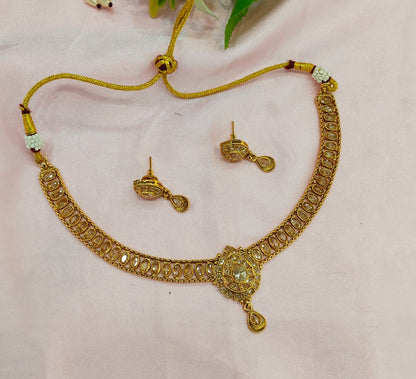 Gold Polki Necklace Indian Jewellery Studio Set