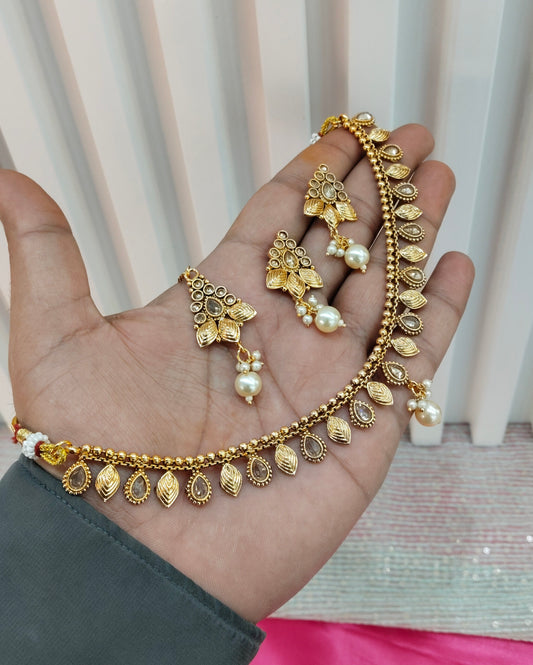 Gold Polki Necklace Indian Jewellery Studio Set