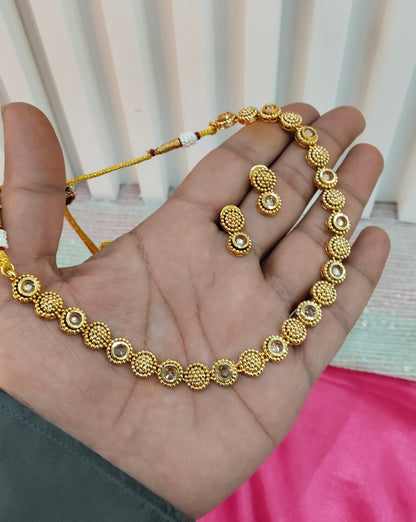 Gold Polki Necklace Indian Jewellery Studio Set