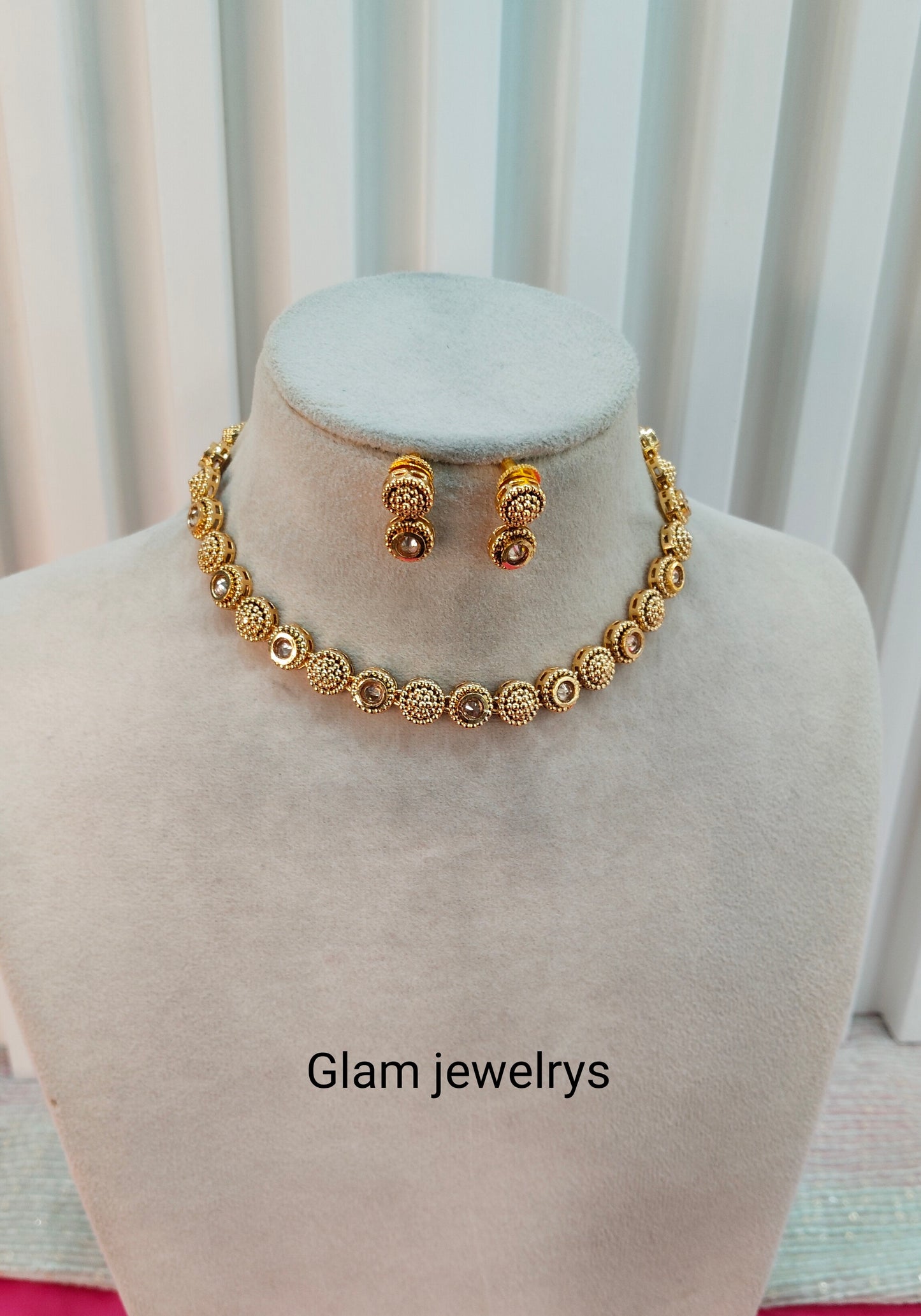 Gold Polki Necklace Indian Jewellery Studio Set