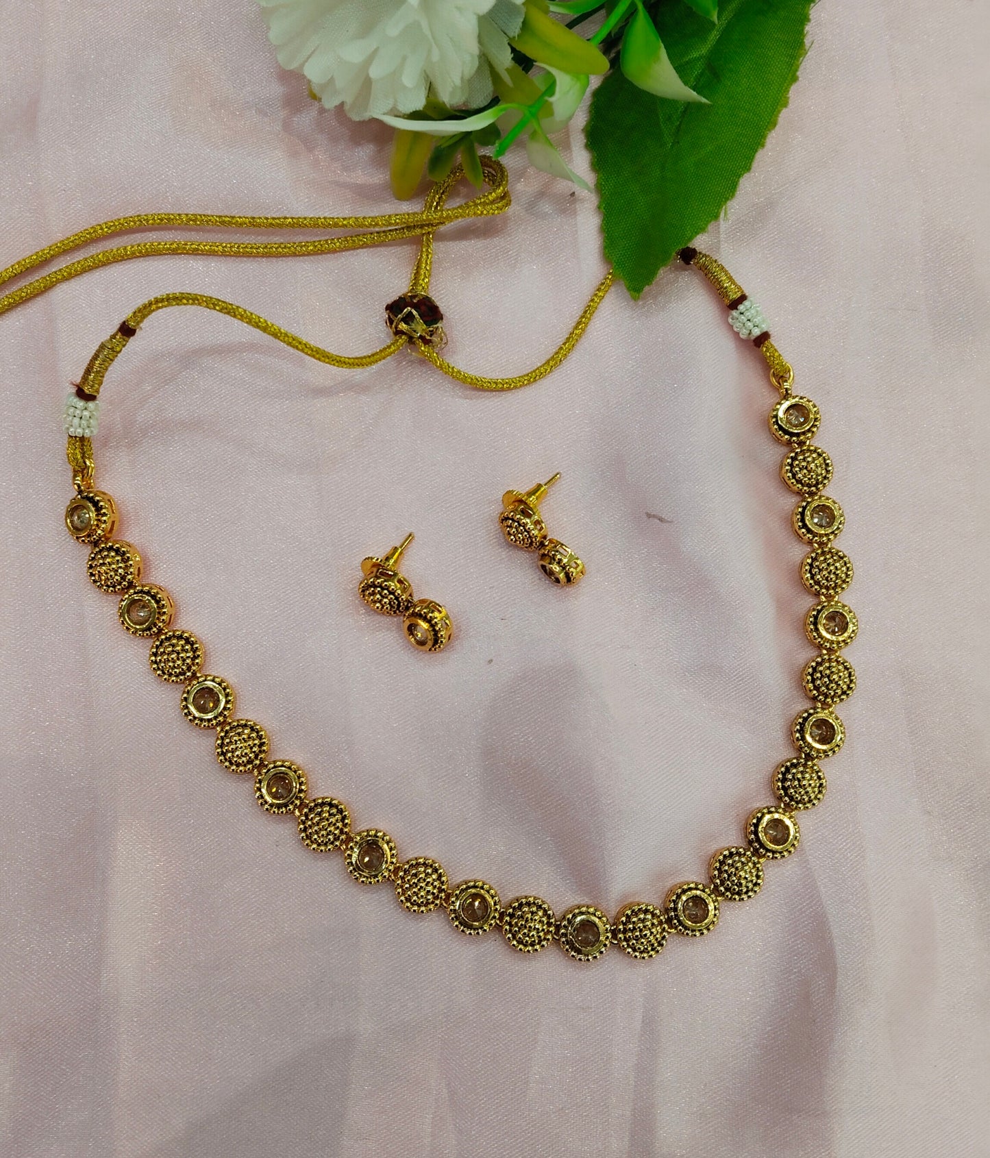 Gold Polki Necklace Indian Jewellery Studio Set