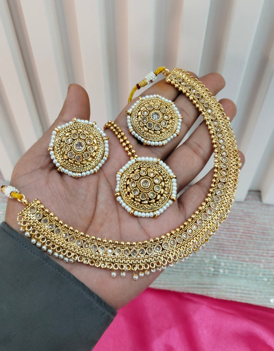 Gold Polki Necklace Indian Jewellery Studio Set