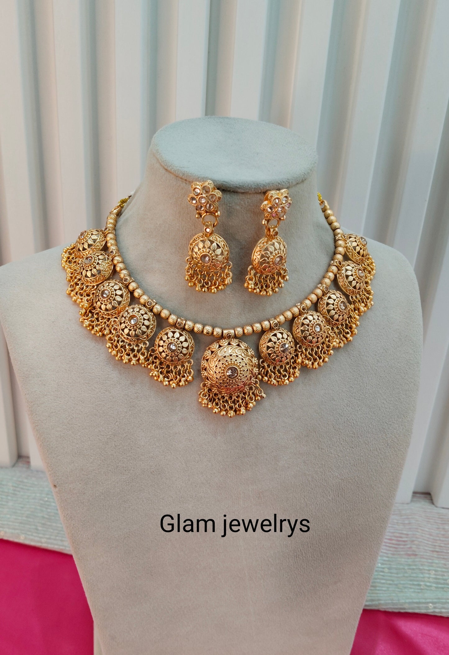 Gold Polki  Necklace Indian Jewellery Studio Set